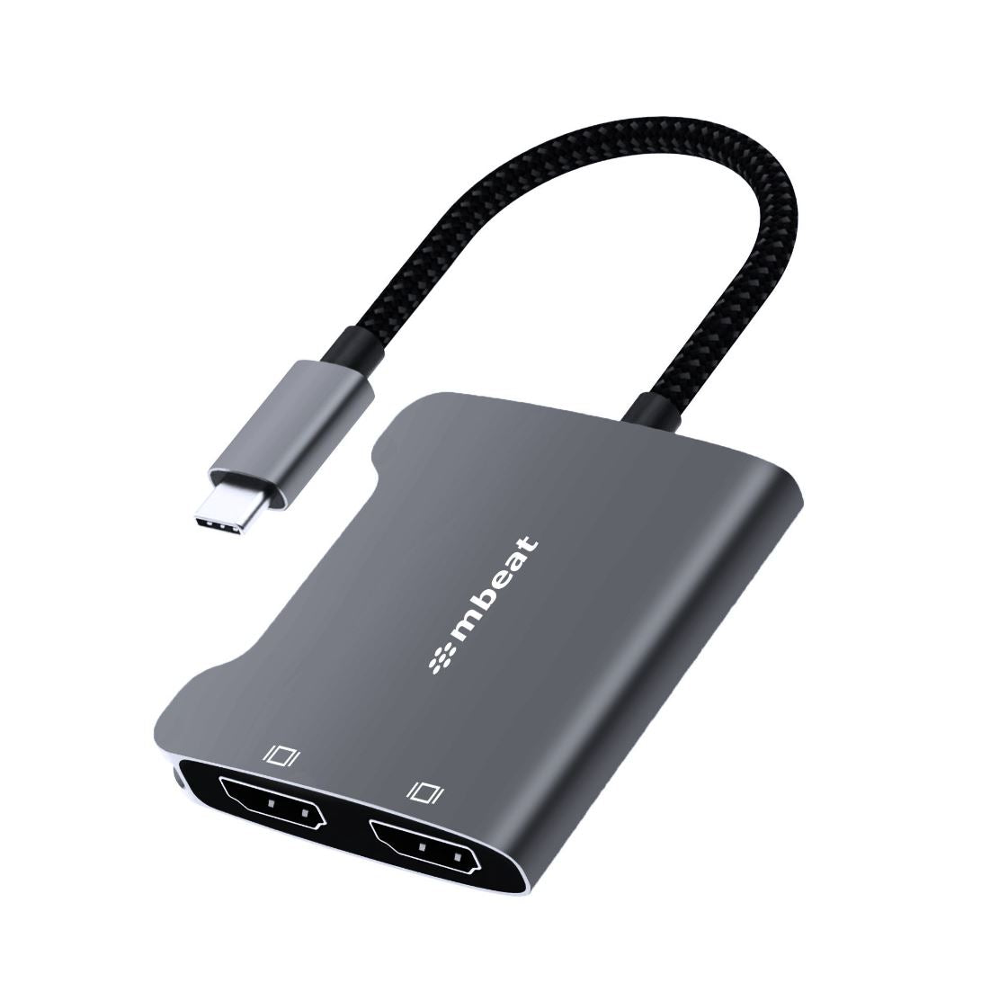 mbeat Tough Link USB-C to Dual 4K HDMI Adapter DisplayPort Alt Mode HDMI USB-C Cable Legnth 17.5cm - Space Grey mbeat Tough Link USB-C to Dual 4K HDMI Adapter DisplayPort Alt Mode HDMI USB-C Cable Legnth 17.5cm - Space Grey